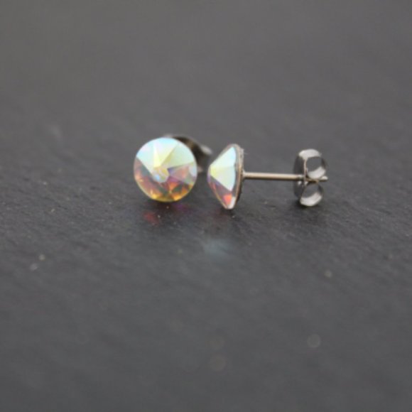 Beautiful Sparkly Stud Earrings in AB Crystal - Picture 4 of 4